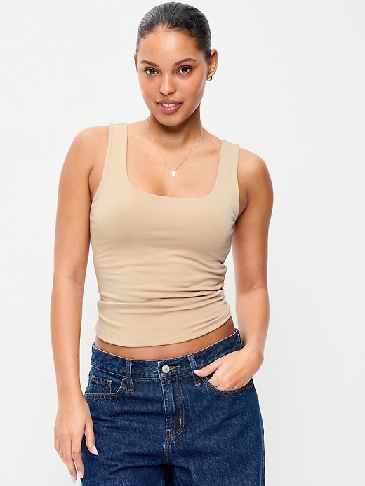 Image number 1 showing, Hug Double-Layer Scoop-Neck Tank Top
