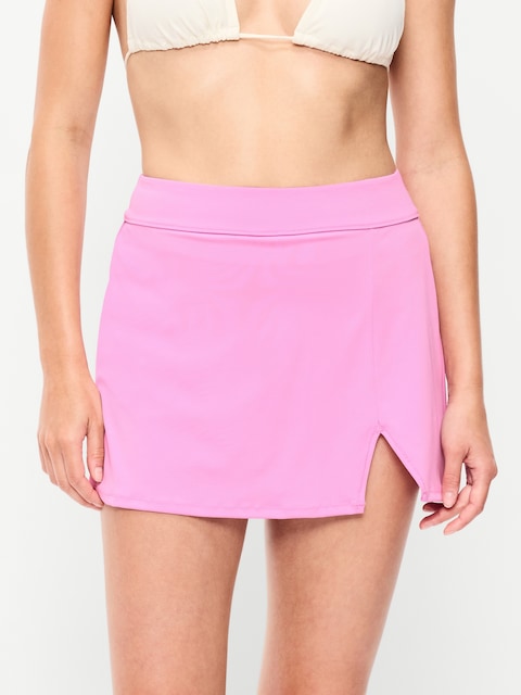 High-Waisted Matte Swim Skirt