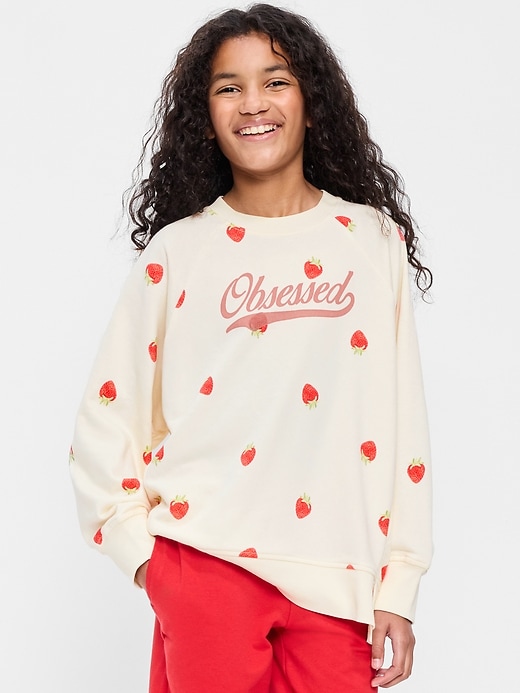 Image number 1 showing, Oversized Long-Sleeve Graphic Tunic Sweatshirt for Girls