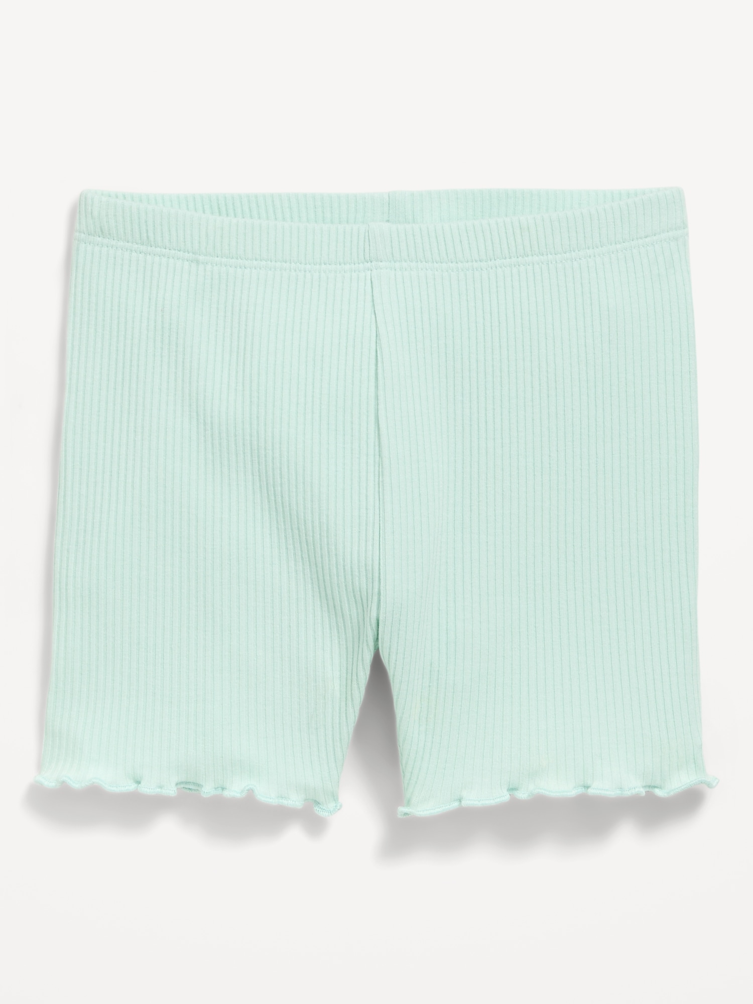 Rib-Knit Lettuce-Edge Biker Shorts for Toddler Girls