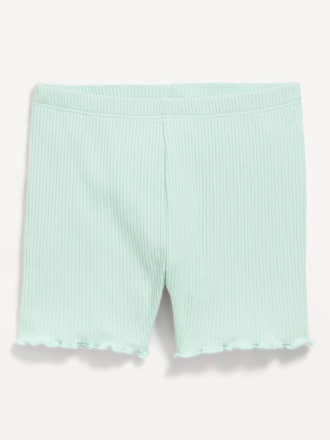 Rib-Knit Lettuce-Edge Biker Shorts for Toddler Girls