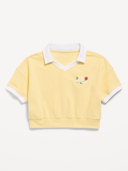 Image number 2 showing, Short-Sleeve Cropped Retro Terry Polo for Girls