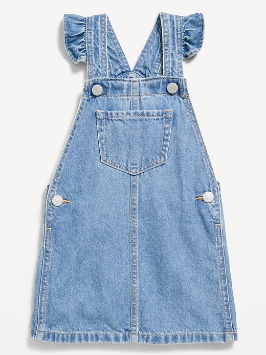 Image number 1 showing, Ruffle-Trim Jean Skirtall Dress for Toddler Girls