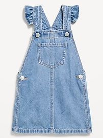 Image number 1 showing, Ruffle-Trim Jean Skirtall Dress for Toddler Girls