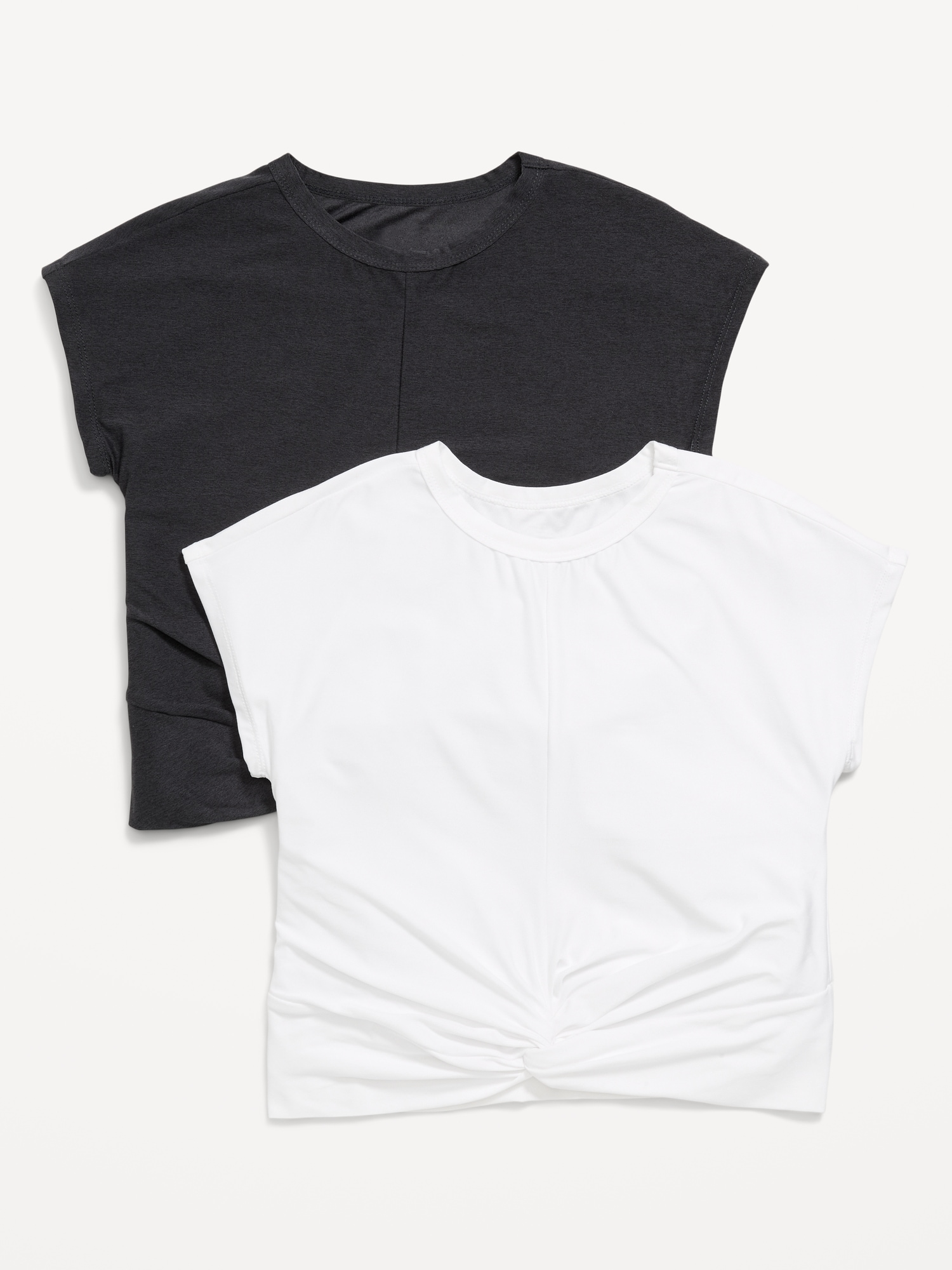 CloudMotion Short-Sleeve Front-Knot 2-Pack T-Shirt for Girls