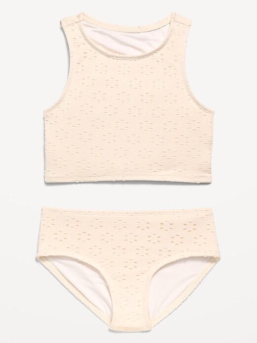 L'image numéro 1 présente Maillot de bain tankini à broderie anglaise pour fille