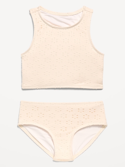 MAILLOT DE BAIN TANKINI À BRODERIE ANGLAISE POUR FILLE