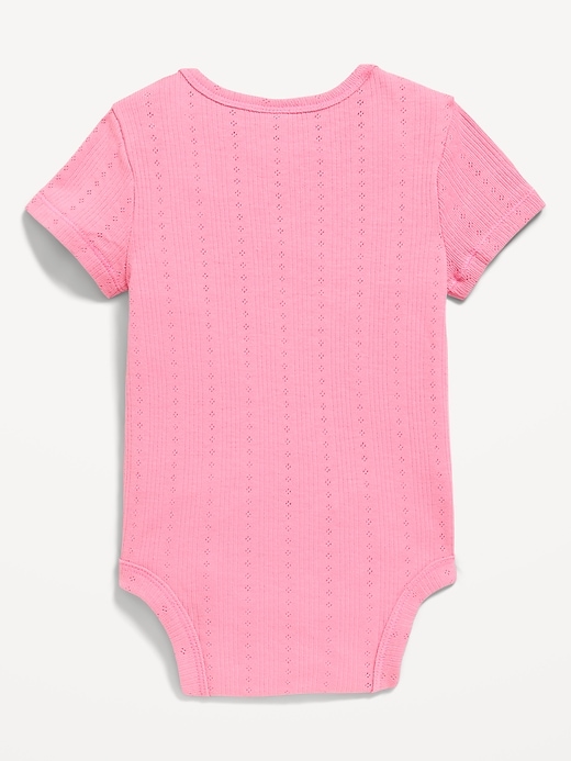 Image number 2 showing, Short-Sleeve Pointelle-Knit Bodysuit for Baby