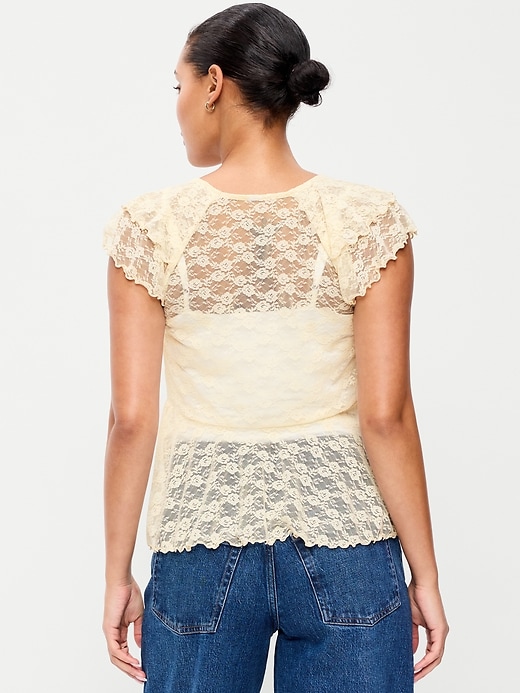 Image number 2 showing, Open-Front Lace Ruffle Top