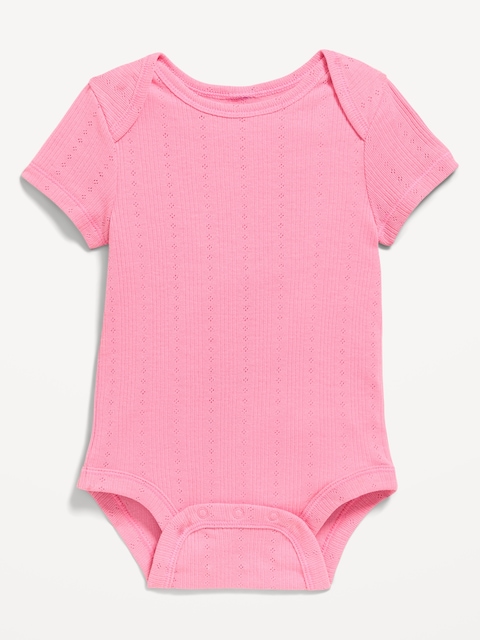 Short-Sleeve Pointelle-Knit Bodysuit for Baby