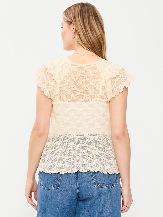 Image number 7 showing, Open-Front Lace Ruffle Top