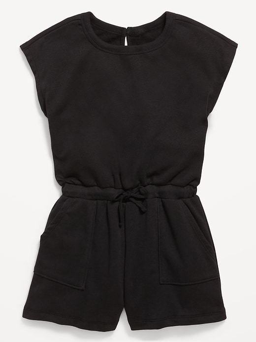 Image number 3 showing, Short-Sleeve French Terry Utility Romper for Girls