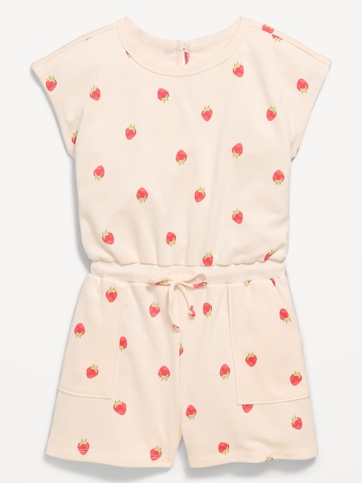Image number 3 showing, Short-Sleeve French Terry Utility Romper for Girls