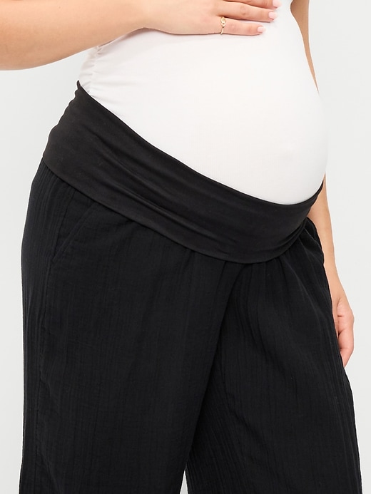 Image number 5 showing, Maternity Rollover-Waist Barrel Leg Ankle Pants
