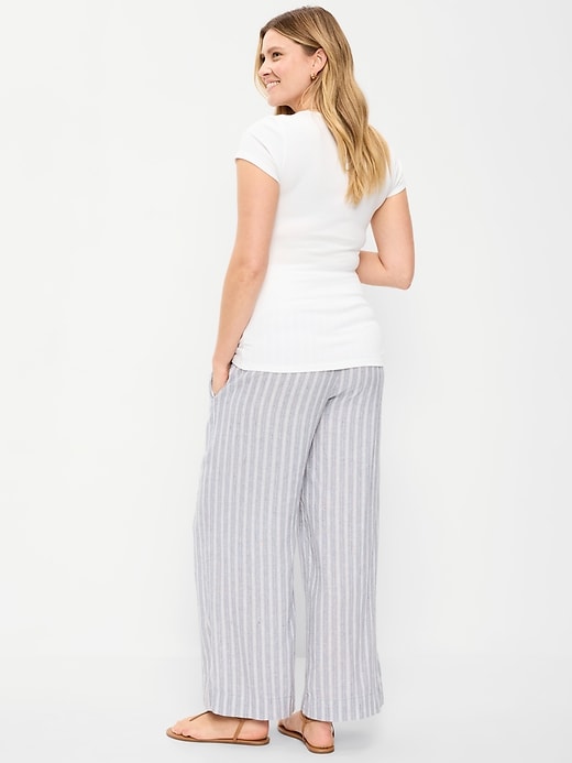 Image number 3 showing, Maternity Rollover Waist Linen-Blend Wide-Leg Pants