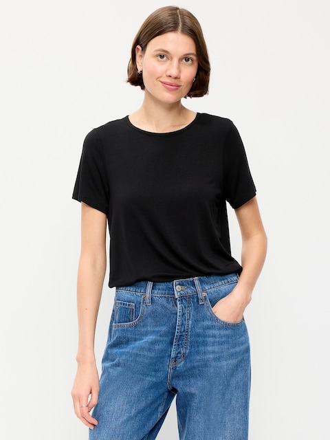 T-SHIRT LUXUEUX RAS DU COU POUR FEMME