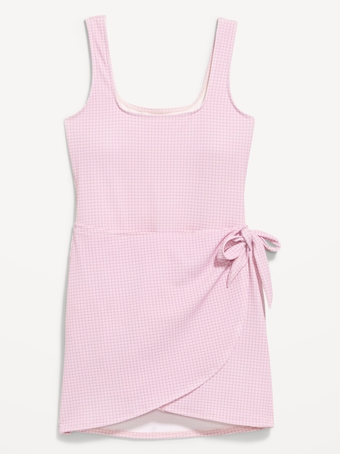 Pique Side-Tie Swim Dress