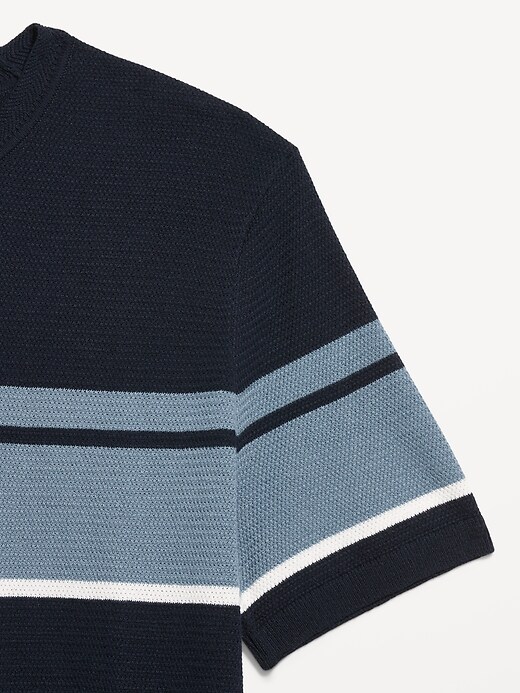 L'image numéro 4 présente T-shirt décontracté en tricot à couleurs contrastées