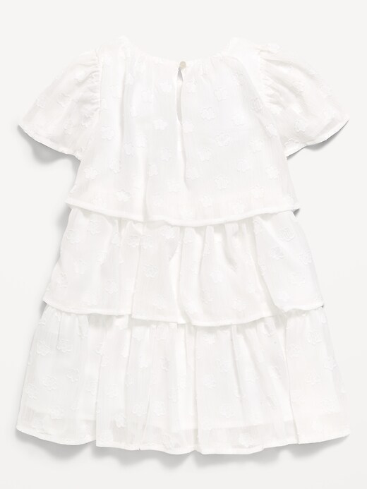 Image number 3 showing, Short-Sleeve Textured Tiered Swing Dress for Toddler Girls