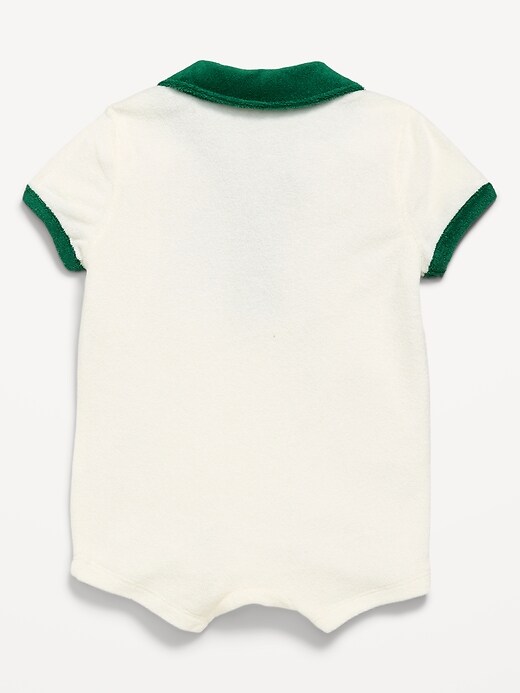 Image number 2 showing, Towel-Terry Collared One-Piece Romper for Baby