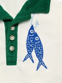 Image number 3 showing, Towel-Terry Collared One-Piece Romper for Baby