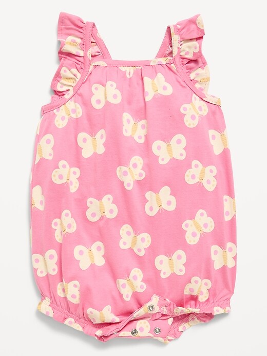 Image number 2 showing, Printed Sleeveless Ruffle-Trim Romper for Baby