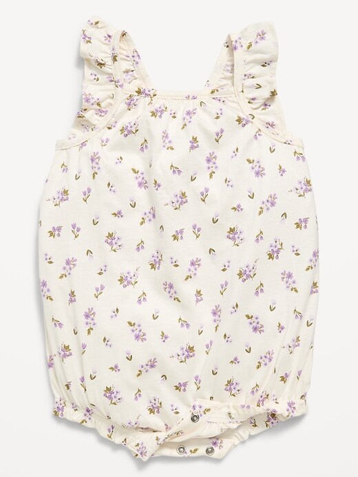 Image number 2 showing, Printed Sleeveless Ruffle-Trim Romper for Baby