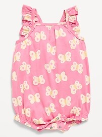 Image number 2 showing, Printed Sleeveless Ruffle-Trim Romper for Baby
