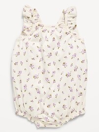Image number 1 showing, Printed Sleeveless Ruffle-Trim Romper for Baby