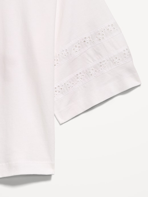 Image number 4 showing, Vintage Crew-Neck Cropped Lace-Trim T-Shirt