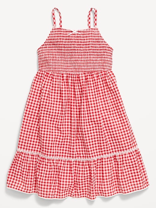 L'image numéro 3 présente Robe à smocks ajustée et évasée sans manches pour fille