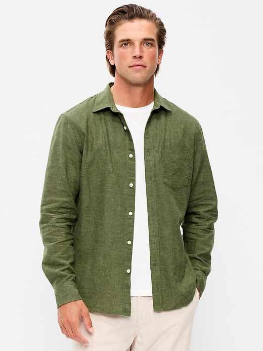 Image number 1 showing, Classic Fit Linen-Blend Shirt