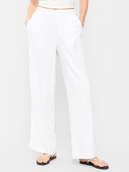 Image number 2 showing, High-Waisted Linen-Blend Wide-Leg Pants