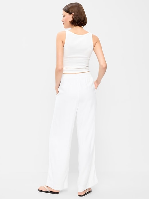 Image number 3 showing, High-Waisted Linen-Blend Wide-Leg Pants