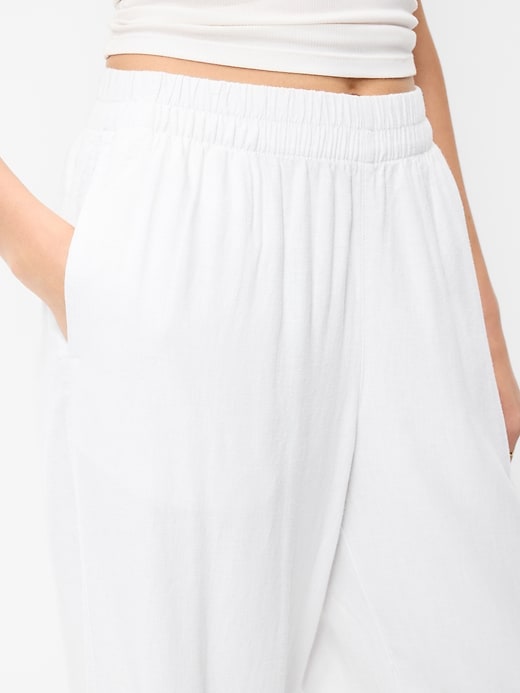 Image number 4 showing, High-Waisted Linen-Blend Wide-Leg Pants