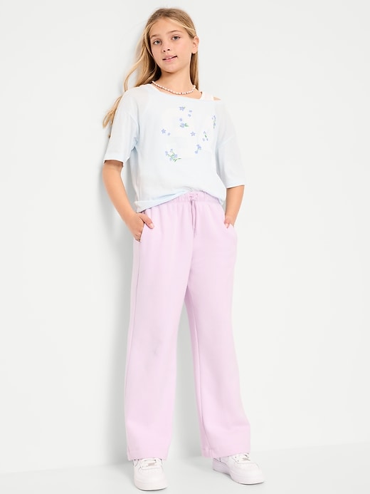 Image number 3 showing, Favorite Fleece High-Waisted Wide-Leg Sweatpants for Girls