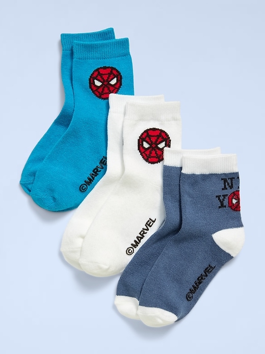 Image number 1 showing, Old Navy x Marvel Spider-Man Unisex Crew Socks 3-Pack for Toddler & Baby