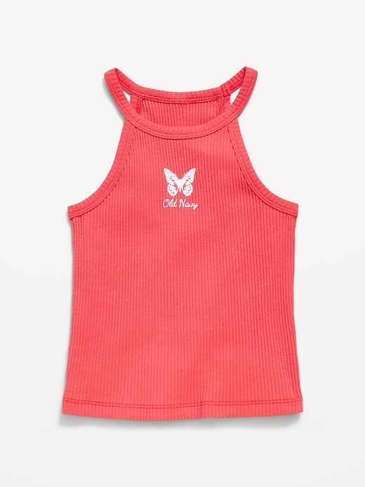 Image number 1 showing, Fitted Ribbed Logo-Graphic Halter Tank Top for Toddler Girls