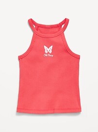 Image number 1 showing, Fitted Ribbed Logo-Graphic Halter Tank Top for Toddler Girls