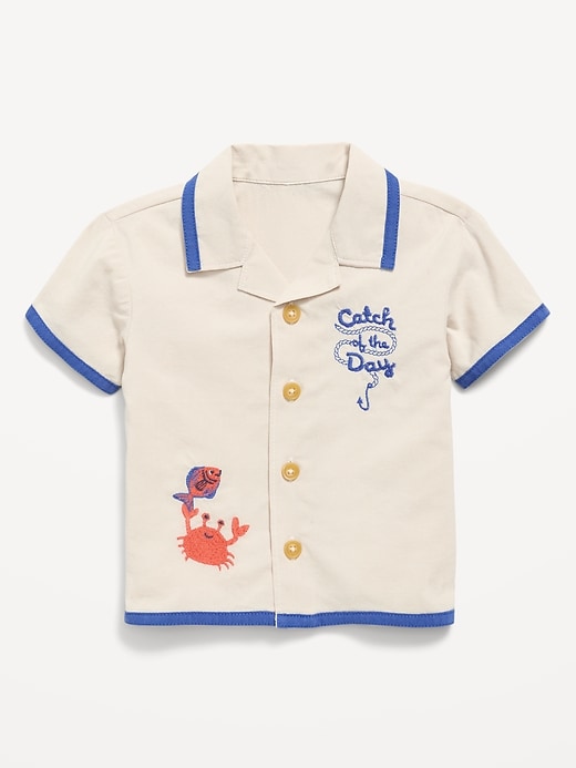 Image number 1 showing, Short-Sleeve Embroidered Shirt for Baby