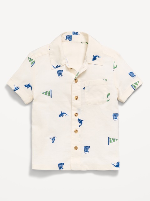 CHEMISE À POCHE EN TISSU FROISSÉ À MOTIF POUR TOUT-PETIT