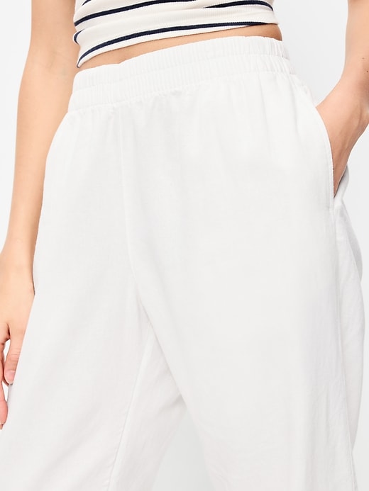 Image number 3 showing, High-Waisted Linen-Blend Straight Ankle Pants