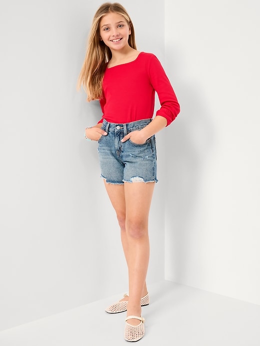 Image number 3 showing, High-Waisted Ripped Frayed-Hem Jean Shorts for Girls