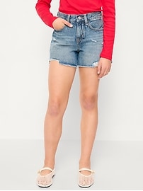 Image number 1 showing, High-Waisted Ripped Frayed-Hem Jean Shorts for Girls