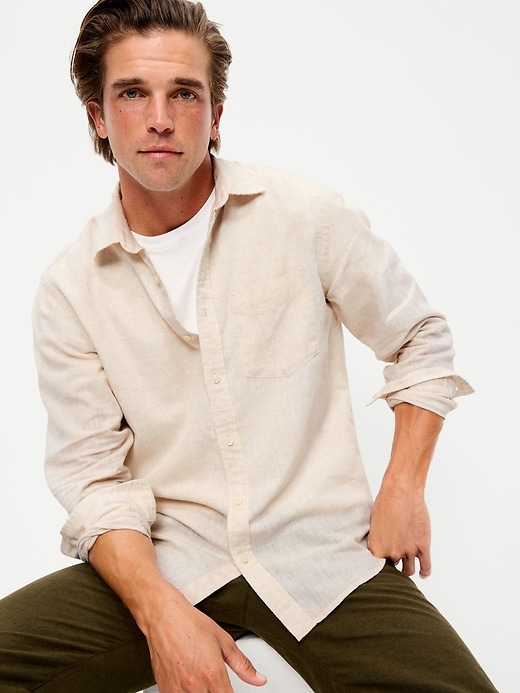 Image number 3 showing, Classic Fit Linen-Blend Shirt