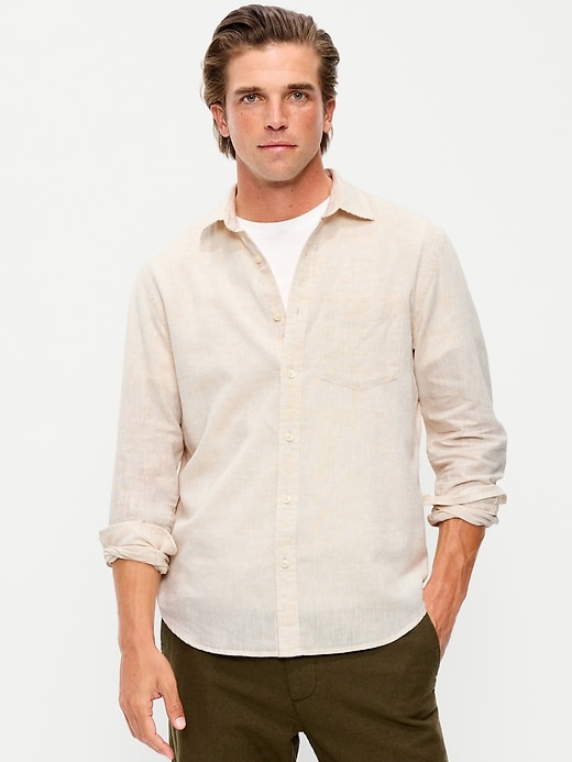 Image number 1 showing, Classic Fit Linen-Blend Shirt