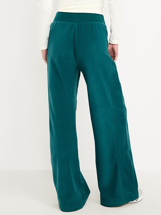 Image number 2 showing, Extra High-Waisted Microfleece Wide-Leg Sweatpants