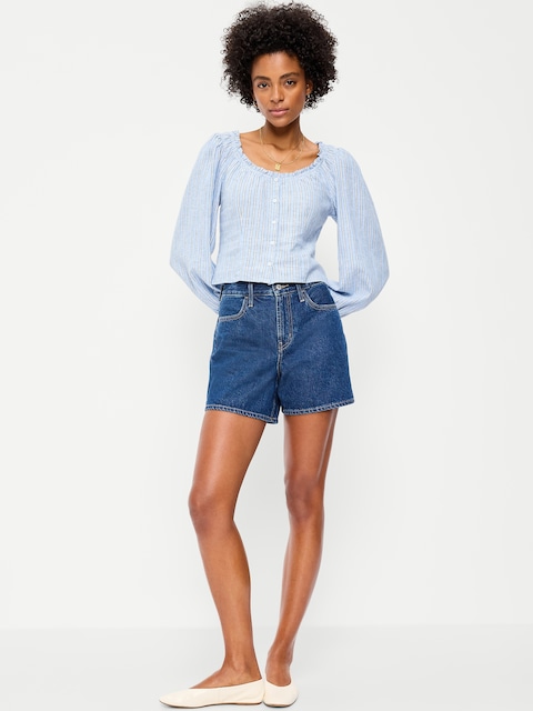 High-Waisted Wow Baggy Jean Shorts -- 5-inch inseam
