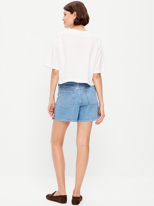 Image number 3 showing, High-Waisted Wow Baggy Jean Shorts -- 5-inch inseam