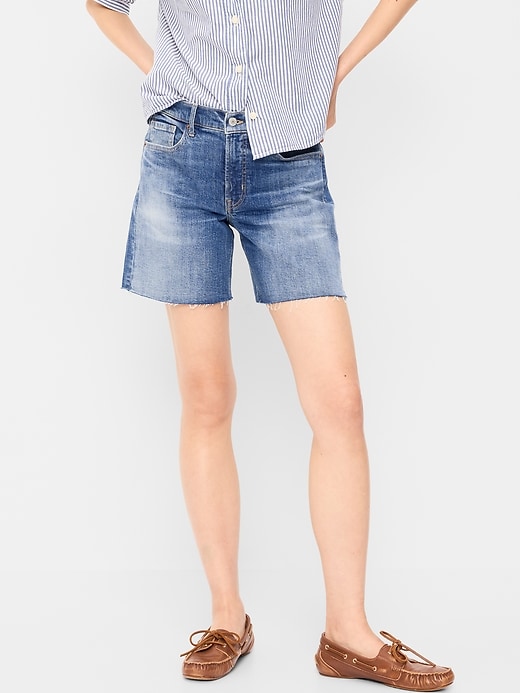 Image number 2 showing, High-Waisted OG Jean Cut-Off Shorts -- 7-inch inseam